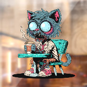 Koffie liefhebbende zombie kat raamsticker (Vel 2)