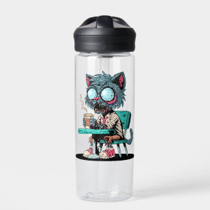 Koffie liefhebbende zombie kat waterfles