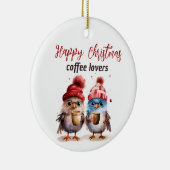 Koffie liefhebbers' Kerstversiering Gelukkig Kerst Keramisch Ornament (Rechts)