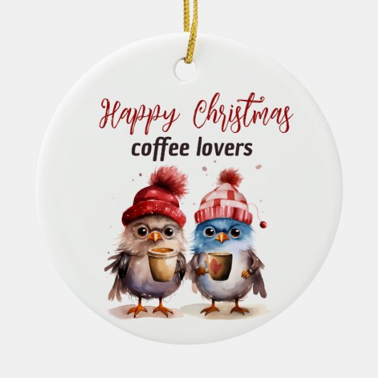 Koffie liefhebbers' Kerstversiering Gelukkig Kerst Keramisch Ornament (Voorkant)