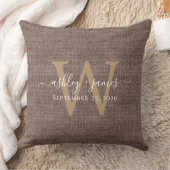 Koffie Linen Monogram Trouwherinnering Kussen (Deken)