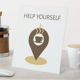 Koffie Locatie Icon help jezelf Pedestal Sign Reclamebord Met Voetstuk
