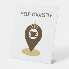 Koffie Locatie Icon help jezelf Pedestal Sign Reclamebord Met Voetstuk