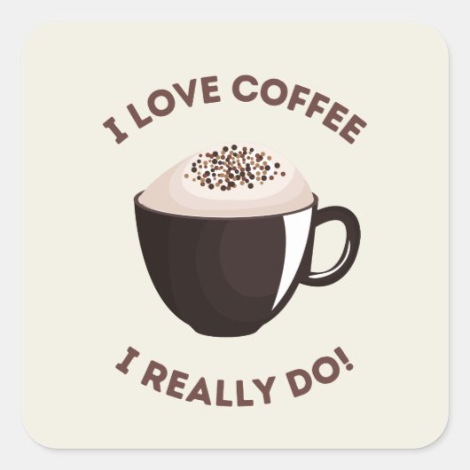 Koffie loopt elke dag vierkante sticker (Voorkant)