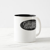 Koffie lost alles op tweekleurige koffiemok (Voorkant rechts)