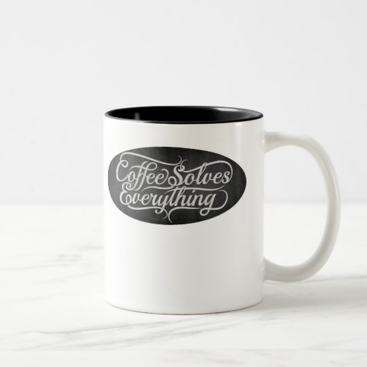 Koffie lost alles op tweekleurige koffiemok (Rechts)