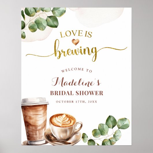 Koffie Love is Breaming Vrijgezellenfeest Welcome  Poster (Voorkant)
