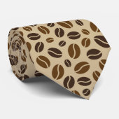 Koffie Lover Beans Beige Brown gepatterd Stropdas (Opgerold)