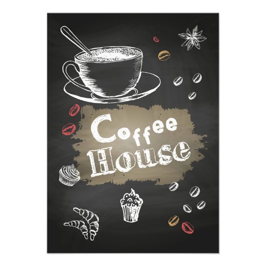 Koffie Lover Coffee House Blackboard Foto Afdruk (Voorkant)