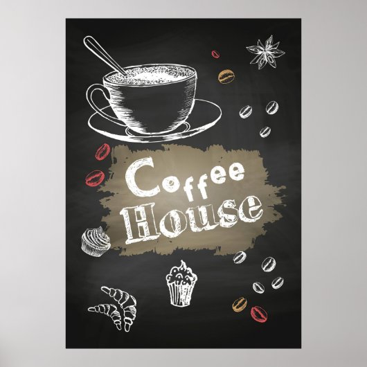 Koffie Lover Coffee House Blackboard Poster (Voorkant)