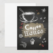 Koffie Lover Coffee House Blackboard Save The Date (Voorkant / Achterkant)