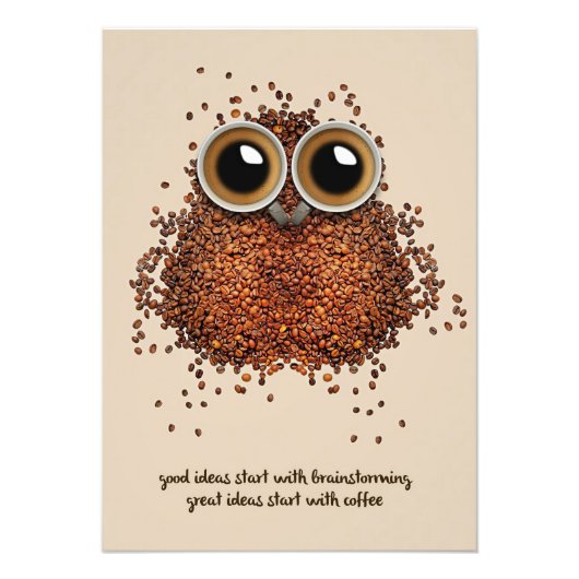 Koffie Lover Coffee Owl Foto Afdruk (Voorkant)