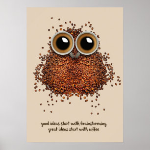 Koffie Lover Coffee Owl Poster