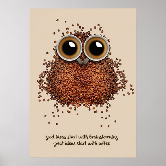 Koffie Lover Coffee Owl Poster (Voorkant)