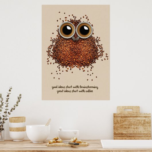 Koffie Lover Coffee Owl Poster (Keuken)