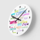 Koffie Lover Colorful Coffee Word Cloud Ronde Klok (Hoek)