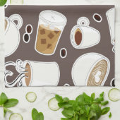 Koffie Lover Pattern Brown/Grey Theedoek (Gevouwen)
