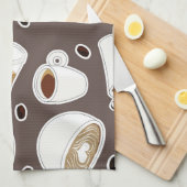 Koffie Lover Pattern Brown/Grey Theedoek (Quarter Fold)