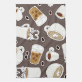 Koffie Lover Pattern Brown/Grey Theedoek (Verticaal)