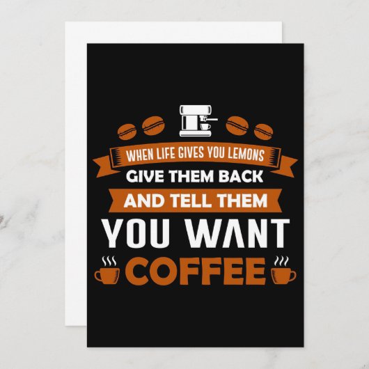 Koffie Lover vertellen hen dat je koffie wilt Bedankkaart (Voorkant / Achterkant)