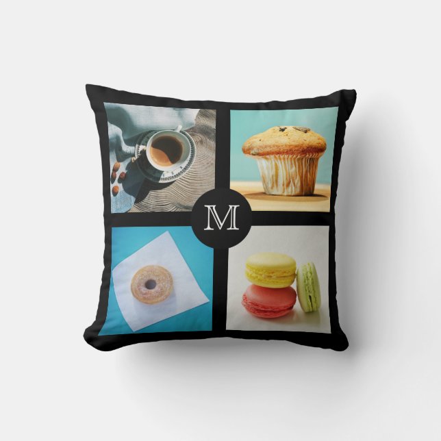 Koffie Lover's aangepaste monogram gooikussens Kussen (Voorkant)