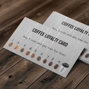 Koffie Loyaliteit Kaarten Zilver Hout Klantenkaartje