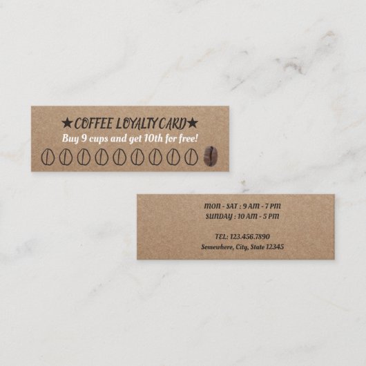 Koffie Loyalty Card Rustic 10 Punch (Voorkant / Achterkant)