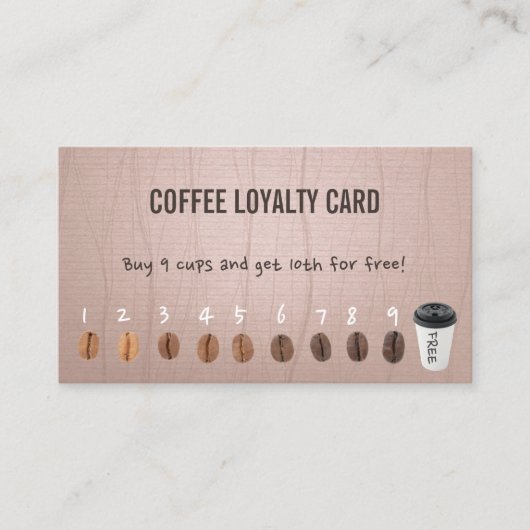 Koffie Loyalty Kaarten  Dusty Pink (Voorkant)