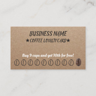 Koffie Loyalty Punch-kaarten Rustic Kraft
