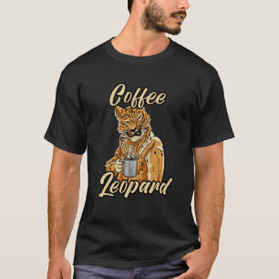 Koffie Luipaard Chagrijnig Ochtend Barista Kat Caf T-shirt