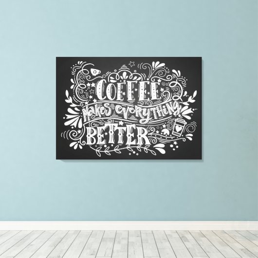 Koffie maakt alles beter canvas afdruk (Insitu (Houten vloer))
