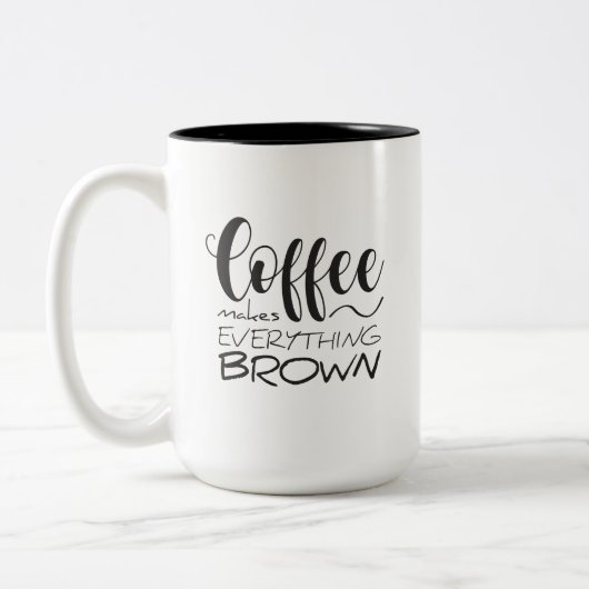 Koffie maakt alles bruin. tweekleurige koffiemok (Links)