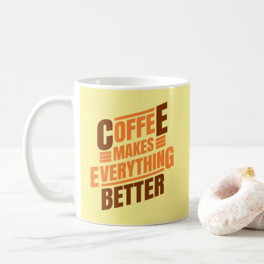Koffie maakt alles | Grappig citaat Koffiemok (Met donut)