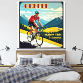 Koffie maakt dit mogelijk fietsen canvas afdruk (Insitu (Slaapkamer))