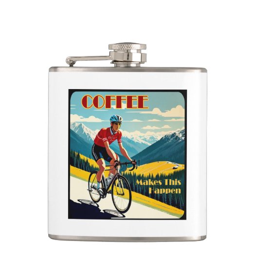 Koffie maakt dit mogelijk fietsen heupfles (Voorkant)