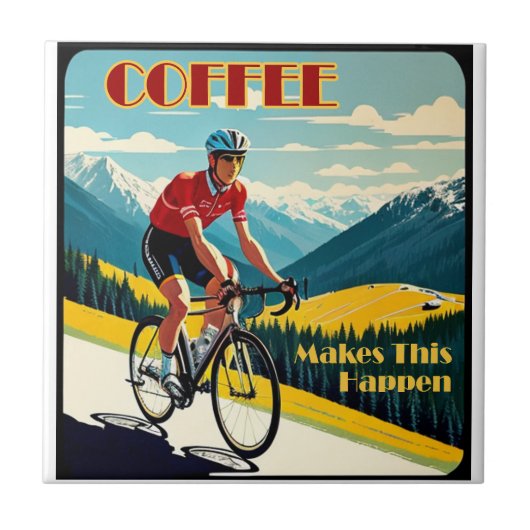Koffie maakt dit mogelijk fietsen tegeltje (Voorkant)