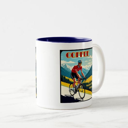 Koffie maakt dit mogelijk fietsen tweekleurige koffiemok (Voorkant rechts)