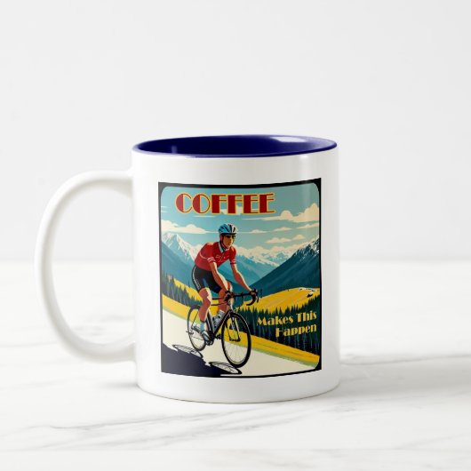 Koffie maakt dit mogelijk fietsen tweekleurige koffiemok (Links)