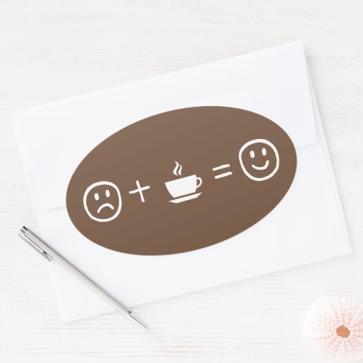 Koffie maakt je gelukkig ovale sticker (Envelop)