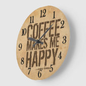 Koffie maakt me altijd blij grote klok (Hoek)