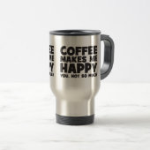 Koffie maakt me blij - Grappige nieuwigheid Reisbeker (Voorkant rechts)