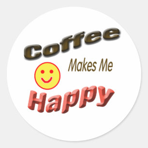 koffie maakt me blij ronde sticker
