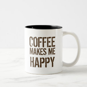 Koffie Maakt Me Gelukkig Koffieliefhebber Tweekleurige Koffiemok