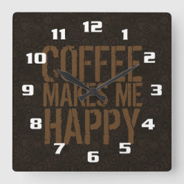 Koffie maakt me gelukkig vierkante klok
