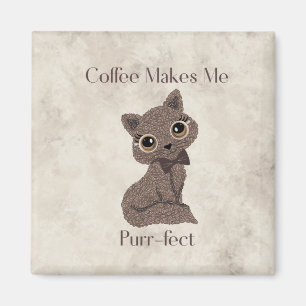 Koffie Maakt Me Purr-fect-Koffieboon-Kat- Magneet