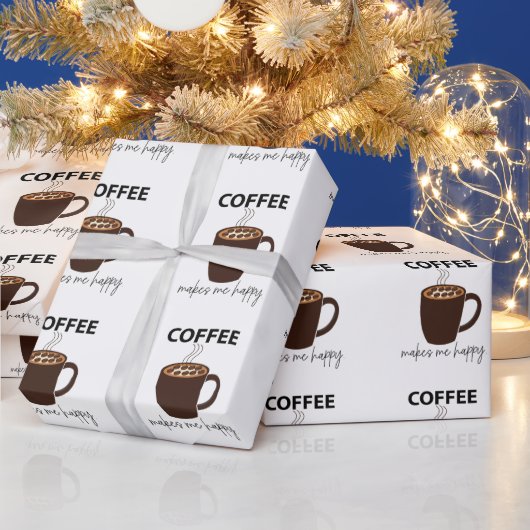 Koffie maakt me vrolijk cadeaupapier (Feestdagen)