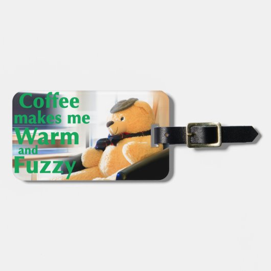 Koffie maakt me warm en fuzzy bagagelabel (Voorkant horizontaal)
