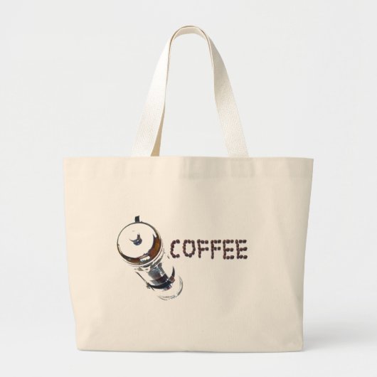 Koffie MagicEnjoy, 'first thing in the Morour', ' Grote Tote Bag (Voorkant)