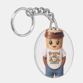 Koffie Man – Leuke Vormgeving voor Ware Koffie Kon Sleutelhanger (Voorkant Links)