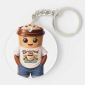 Koffie Man – Leuke Vormgeving voor Ware Koffie Kon Sleutelhanger (Achterkant)